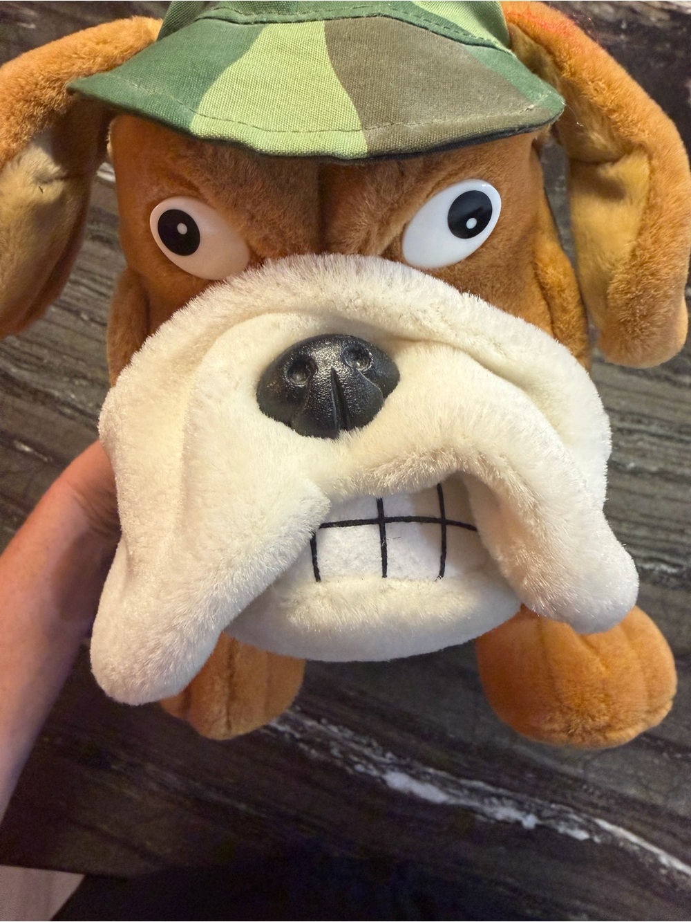 Vintage USMC Style Devil Dog Marine Bulldog Plush Camo Hat Military Collectible